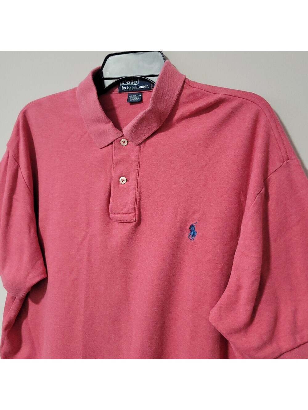 Polo Ralph Lauren Polo Shirt Mens Large Salmon Pink Short Sleeve Cotton Pony